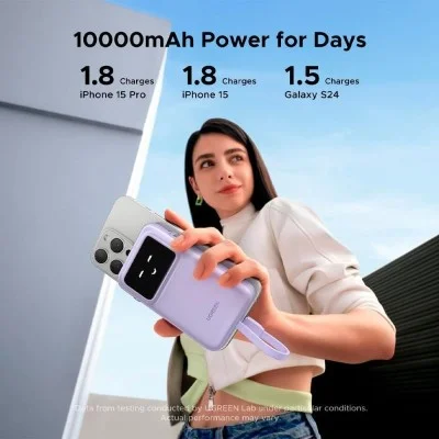 باور بانك يوجرين اونو سعة 10000 مللي أمبير بقوة 30 واط - بنفسجي